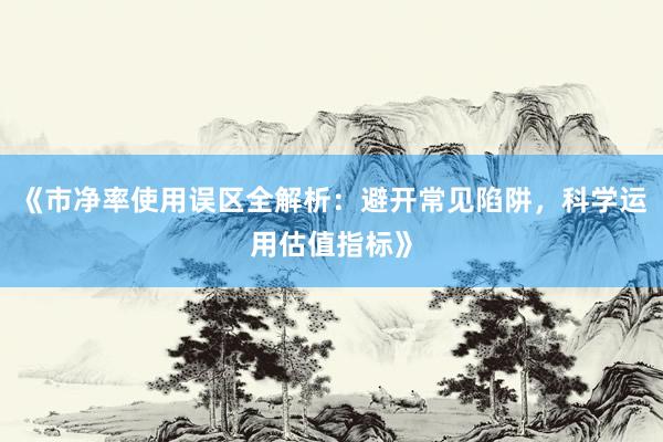 《市净率使用误区全解析：避开常见陷阱，科学运用估值指标》